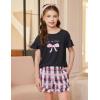 Arshiner Girls Pajamas Ruffle Short Sets Summer Sleepwear Soft Clothes Kids Pjs(Bow)
