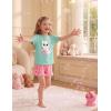 Arshiner Girls Pajamas Ruffle Short Sets Summer Sleepwear Soft Clothes Kids Pjs(Green Cat)