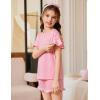 Arshiner Girls Pajamas Ruffle Short Sets Summer Sleepwear Soft Clothes Kids Pjs(Pink)