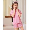Arshiner Girls Pajamas Ruffle Short Sets Summer Sleepwear Soft Clothes Kids Pjs(Pink)