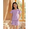Arshiner Girls Pajamas Ruffle Short Sets Summer Sleepwear Soft Clothes Kids Pjs(Purple)