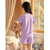 Arshiner Girls Pajamas Ruffle Short Sets Summer Sleepwear Soft Clothes Kids Pjs(Purple)