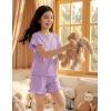 Arshiner Girls Pajamas Ruffle Short Sets Summer Sleepwear Soft Clothes Kids Pjs(Purple)