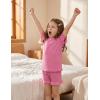 Arshiner Girls Pajamas Ruffle Short Sets Summer Sleepwear Soft Clothes Kids Pjs(Rose Red)