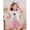 Arshiner Girls Pajamas Ruffle Short Sets Summer Sleepwear Soft Clothes Kids Pjs(White Cat)