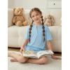 Arshiner Girls Pajamas Short Sleeve Button Pjs Cute Lettuce Loungewear Tie Dye Sleepwear(Blue)