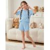 Arshiner Girls Pajamas Short Sleeve Button Pjs Cute Lettuce Loungewear Tie Dye Sleepwear(Blue)