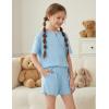 Arshiner Girls Pajamas Short Sleeve Button Pjs Cute Lettuce Loungewear Tie Dye Sleepwear(Blue)