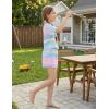 Arshiner Girls Pajamas Short Sleeve Button Pjs Cute Lettuce Loungewear Tie Dye Sleepwear(Blue Purple Gradient)
