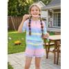 Arshiner Girls Pajamas Short Sleeve Button Pjs Cute Lettuce Loungewear Tie Dye Sleepwear(Blue Purple Gradient)