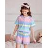Arshiner Girls Pajamas Short Sleeve Button Pjs Cute Lettuce Loungewear Tie Dye Sleepwear(Blue Purple Gradient)