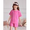 Arshiner Girls Pajamas Short Sleeve Button Pjs Cute Lettuce Loungewear Tie Dye Sleepwear(Hot Pink)