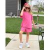 Arshiner Girls Pajamas Short Sleeve Button Pjs Cute Lettuce Loungewear Tie Dye Sleepwear(Hot Pink)