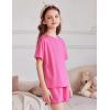 Arshiner Girls Pajamas Short Sleeve Button Pjs Cute Lettuce Loungewear Tie Dye Sleepwear(Hot Pink)