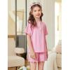Arshiner Girls Pajamas Short Sleeve Button Pjs Cute Lettuce Loungewear Tie Dye Sleepwear(Pink)