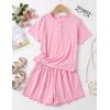 Arshiner Girls Pajamas Short Sleeve Button Pjs Cute Lettuce Loungewear Tie Dye Sleepwear(Pink)