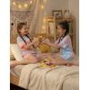 Arshiner Girls Pajamas Short Sleeve Button Pjs Cute Lettuce Loungewear Tie Dye Sleepwear(Pink Blue Gradient)
