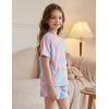 Arshiner Girls Pajamas Short Sleeve Button Pjs Cute Lettuce Loungewear Tie Dye Sleepwear(Pink Blue Purple)
