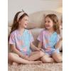 Arshiner Girls Pajamas Short Sleeve Button Pjs Cute Lettuce Loungewear Tie Dye Sleepwear(Pink Blue Purple)