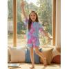 Arshiner Girls Pajamas Short Sleeve Button Pjs Cute Lettuce Loungewear Tie Dye Sleepwear(Tie Dye Blue Purple)