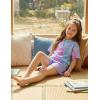 Arshiner Girls Pajamas Short Sleeve Button Pjs Cute Lettuce Loungewear Tie Dye Sleepwear(Tie Dye Blue Purple)