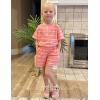 Arshiner Girls Pajamas Short Sleeve Button Pjs Cute Lettuce Loungewear Tie Dye Sleepwear(Tie Dye Pink Stripes)