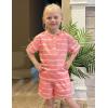 Arshiner Girls Pajamas Short Sleeve Button Pjs Cute Lettuce Loungewear Tie Dye Sleepwear(Tie Dye Pink Stripes)