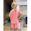 Arshiner Girls Pajamas Short Sleeve Button Pjs Cute Lettuce Loungewear Tie Dye Sleepwear(Tie Dye Pink Stripes)