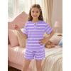 Arshiner Girls Pajamas Short Sleeve Button Pjs Cute Lettuce Loungewear Tie Dye Sleepwear(Tie Dye Purple Stripes)