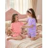 Arshiner Girls Pajamas Short Sleeve Button Pjs Cute Lettuce Loungewear Tie Dye Sleepwear(Tie Dye Purple Stripes)