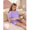 Arshiner Girls Pajamas Short Sleeve Button Pjs Cute Lettuce Loungewear Tie Dye Sleepwear(Tie Dye Purple Stripes)