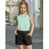 Arshiner Girls Summer Outfits 2 Piece Short Sets Sleeveless Tops and Shorts with Pockets Kids Clothes(Green&black)