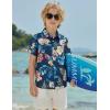 Boys Hawaiian Shirt Tropical Short Sleeve Button Down Shirt Summer Floral Beach Shirts with Pocket for 4-14 Years(Blue – Hawaiian Print)