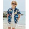 Boys Hawaiian Shirt Tropical Short Sleeve Button Down Shirt Summer Floral Beach Shirts with Pocket for 4-14 Years(Blue – Hawaiian Print)