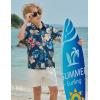 Boys Hawaiian Shirt Tropical Short Sleeve Button Down Shirt Summer Floral Beach Shirts with Pocket for 4-14 Years(Blue – Hawaiian Print)