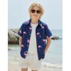 Boys Hawaiian Shirt Tropical Short Sleeve Button Down Shirt Summer Floral Beach Shirts with Pocket for 4-14 Years(Deep Blue – Flamingo)