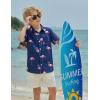 Boys Hawaiian Shirt Tropical Short Sleeve Button Down Shirt Summer Floral Beach Shirts with Pocket for 4-14 Years(Deep Blue – Flamingo)
