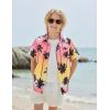 Boys Hawaiian Shirt Tropical Short Sleeve Button Down Shirt Summer Floral Beach Shirts with Pocket for 4-14 Years(Tie Dye – Palm Tree)