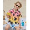 Boys Hawaiian Shirt Tropical Short Sleeve Button Down Shirt Summer Floral Beach Shirts with Pocket for 4-14 Years(Tie Dye – Palm Tree)