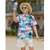 Boys Hawaiian Shirt Tropical Short Sleeve Button Down Shirt Summer Floral Beach Shirts with Pocket for 4-14 Years(White – Palm Tree)