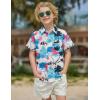 Boys Hawaiian Shirt Tropical Short Sleeve Button Down Shirt Summer Floral Beach Shirts with Pocket for 4-14 Years(White – Palm Tree)
