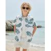 Boys Hawaiian Shirt Tropical Short Sleeve Button Down Shirt Summer Floral Beach Shirts with Pocket for 4-14 Years(White -Green Leaf)