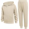 Arshiner Boys’ 2 Piece Athletic Tracksuit Jogging Sets Outfit Sweatsuit Zip Up Hoodie and Active Pants for Kids 5-14 Years(Beige)