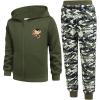Arshiner Boys’ 2 Piece Athletic Tracksuit Jogging Sets Outfit Sweatsuit Zip Up Hoodie and Active Pants for Kids 5-14 Years(Green / Camo)