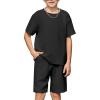 Arshiner Boys Drop Shoulder Tee & Drawstring Waist Shorts with Chain Necklace Black Size 8
