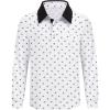 Arshiner Boy’s Long Sleeve Plaid Trim Polo Shirt School Uniform Shirt with Pocket(A-white)