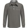 Arshiner Boy’s Long Sleeve Plaid Trim Polo Shirt School Uniform Shirt with Pocket(Dark Grey)