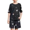 Arshiner Boys Pajamas Short Sleeve Top and Shorts 2 Piece Pajama Sets Loose Fit Soft Breathable Cute Pjs 4-13 Years(Black Planet)