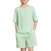 Arshiner Boys Pajamas Short Sleeve Top and Shorts 2 Piece Pajama Sets Loose Fit Soft Breathable Cute Pjs 4-13 Years(Light Green)