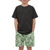 Arshiner Boys Summer Clothing Sets 3-button Short Sleeve Tee and Shorts Casual Outfits for 5-12 Years(Black & Neon Green)